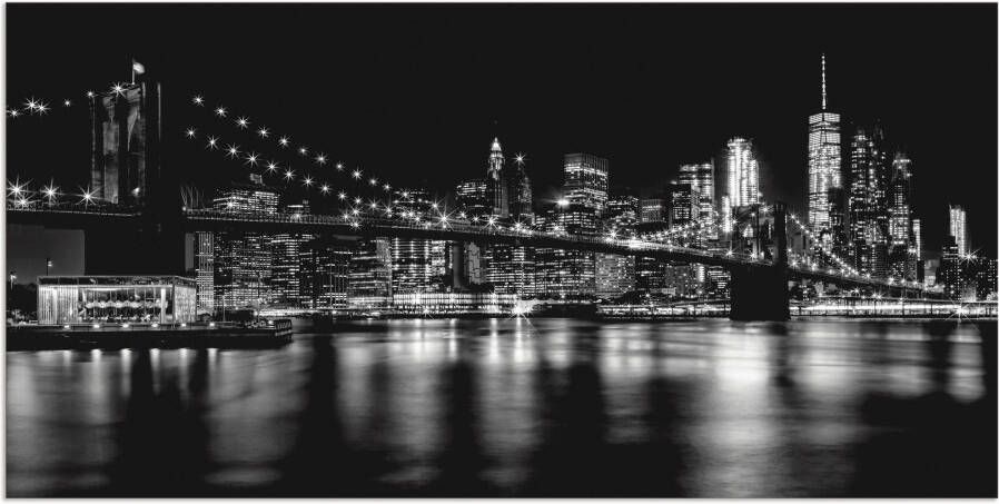 Artland Artprint Manhattan skyline & Brooklyn Bridge als artprint van aluminium artprint voor buiten muursticker in diverse maten - Foto 4