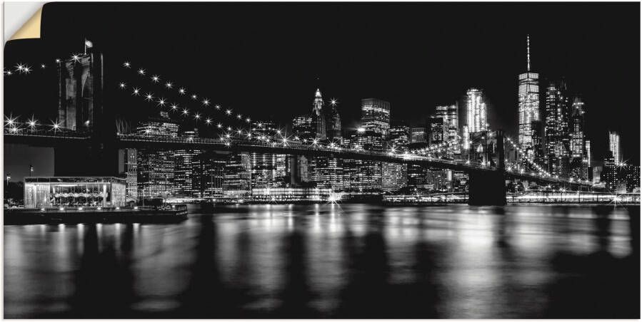 Artland Artprint Manhattan skyline & Brooklyn Bridge als artprint van aluminium artprint voor buiten muursticker in diverse maten - Foto 1