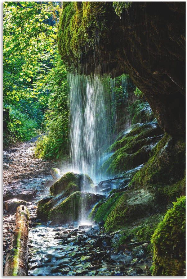 Artland Artprint Met mos bedekte waterval als artprint van aluminium artprint op linnen muursticker verschillende maten