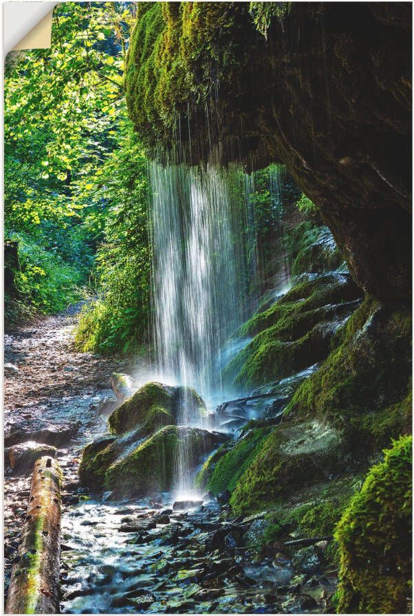 Artland Artprint Met mos bedekte waterval als artprint van aluminium artprint op linnen muursticker verschillende maten