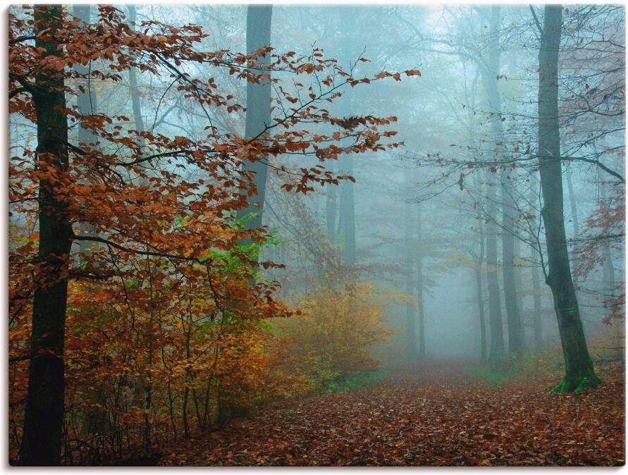 Artland Artprint Mist in herfstbos als artprint op linnen poster muursticker in verschillende maten - Foto 1