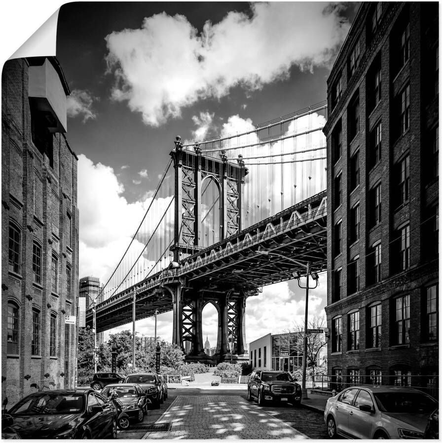 Artland Artprint New York City Manhattan Bridge als artprint van aluminium artprint op linnen muursticker of poster in verschillende maten