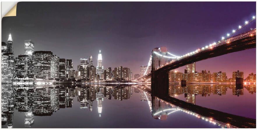 Artland Artprint New York skyline nachtelijke reflectie als artprint op linnen poster muursticker in verschillende maten