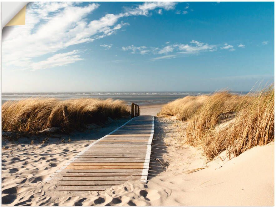 Artland Artprint Noordzeestrand op Langeoog pier als artprint van aluminium artprint op linnen muursticker verschillende maten