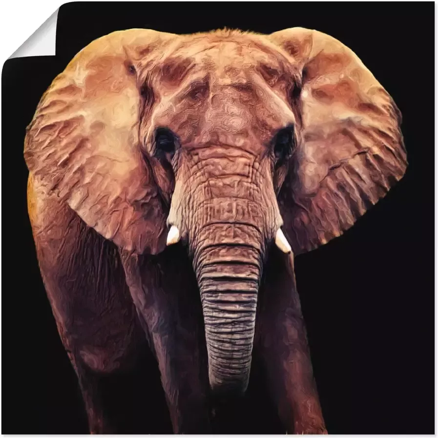 Artland Artprint Olifant in vele afmetingen & productsoorten -artprint op linnen poster muursticker wandfolie ook geschikt voor de badkamer (1 stuk)