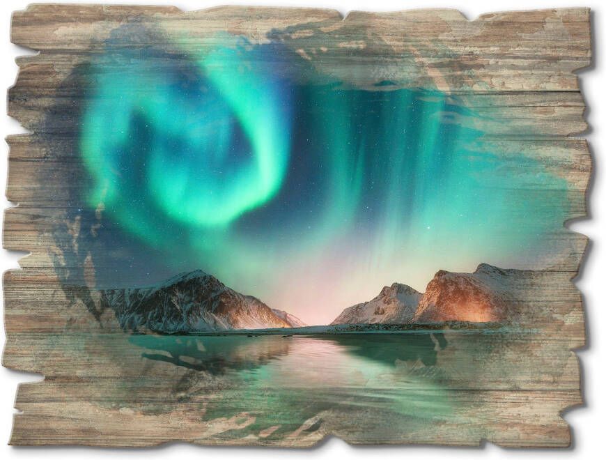 Artland Artprint op hout Auroraborialis noordelijk Poollicht - Foto 4