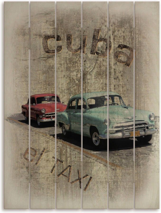 Artland Artprint op hout Cuba De taxi - Foto 3