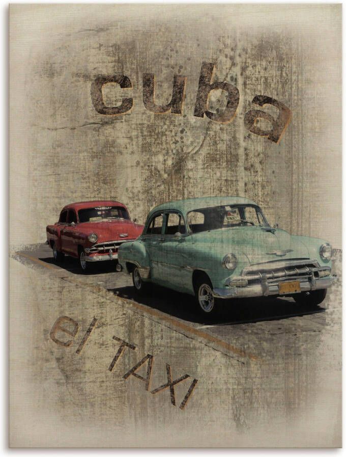 Artland Artprint op hout Cuba De taxi