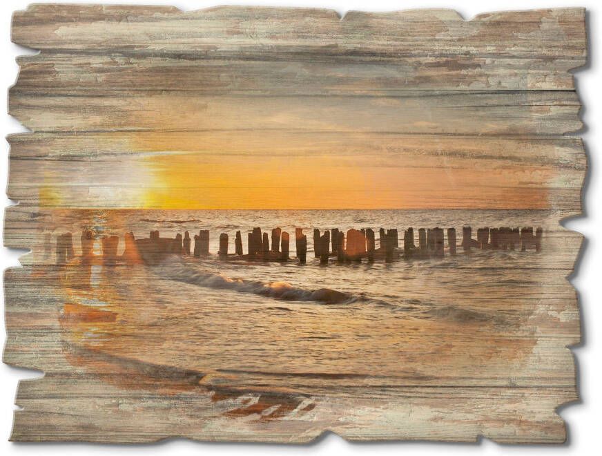 Artland Artprint op hout Mooie zonsondergang aan het strand - Foto 4