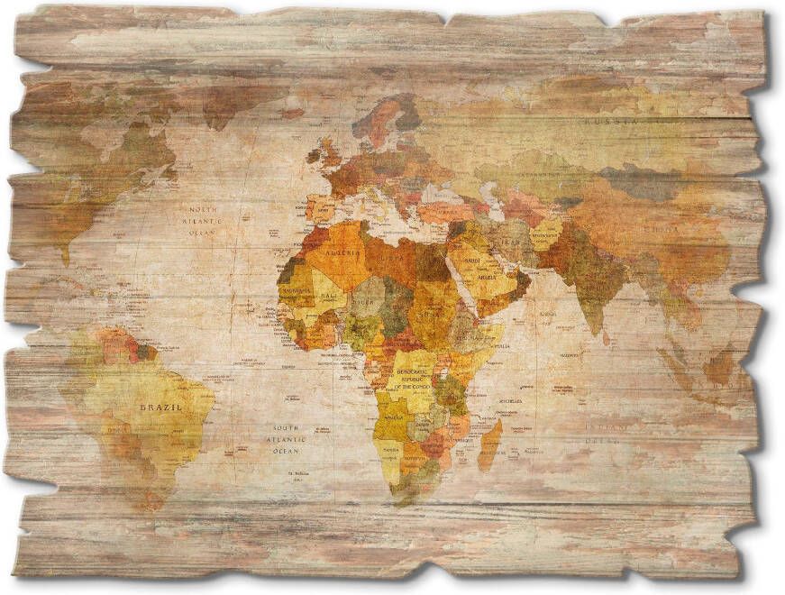 Artland Artprint op hout Wereldkaart - Foto 4