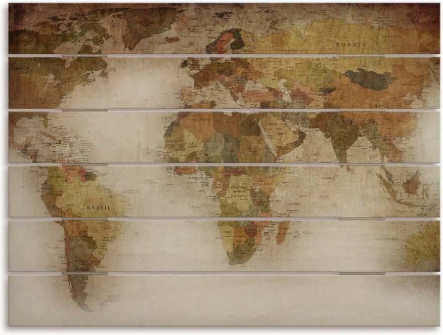 Artland Artprint op hout Wereldkaart - Foto 3