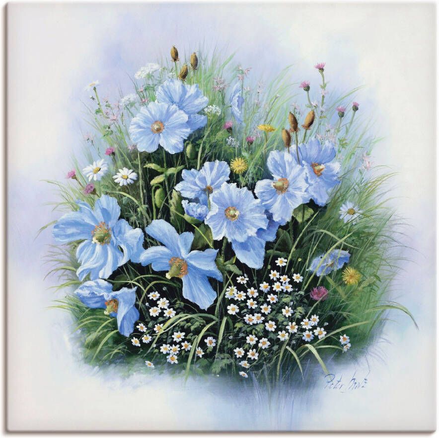 Artland Artprint op linnen Blauwe bloemen gespannen op een spieraam