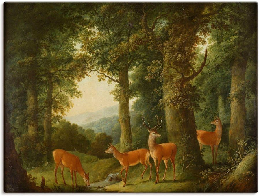 Artland Artprint op linnen Boslandschap met edelherten. Omstreeks 1760x70 - Foto 9