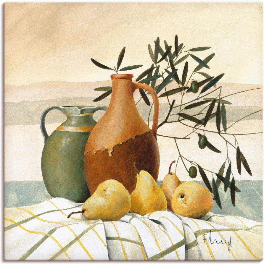 Artland Artprint op linnen Stilleven met peren gespannen op een spieraam