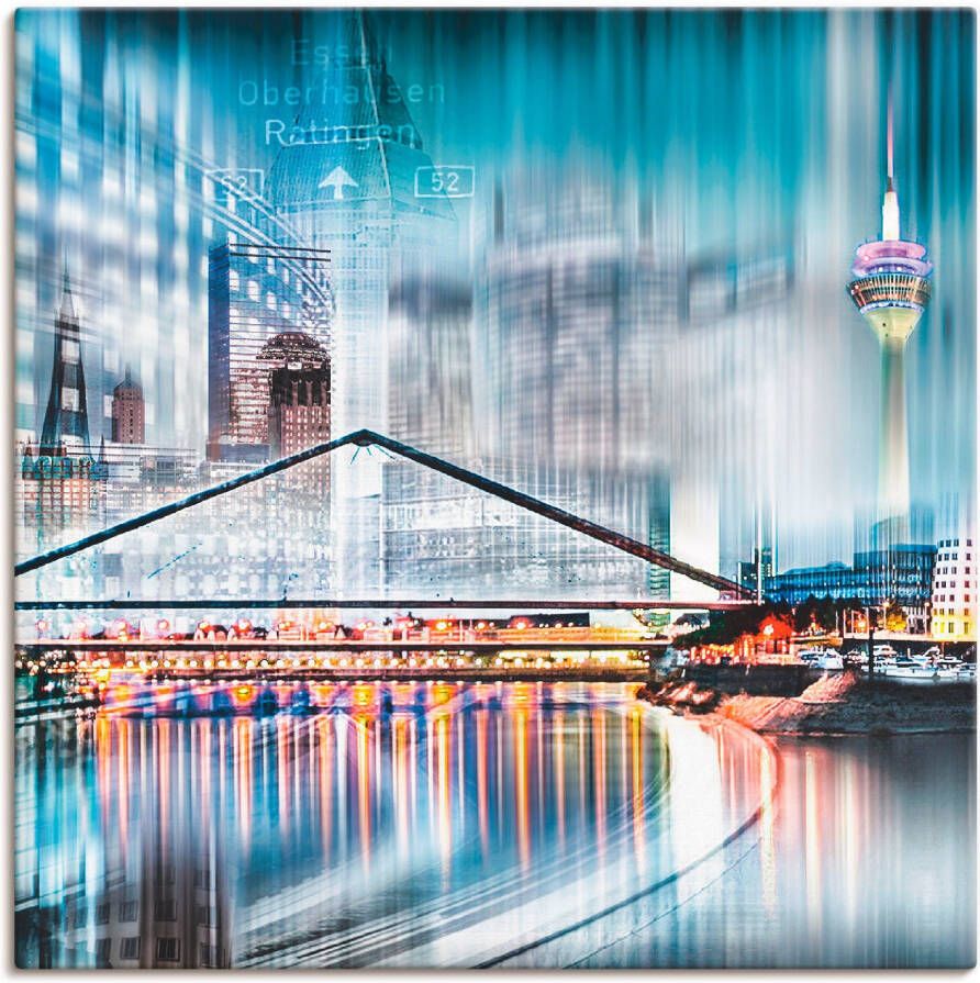 Artland Artprint op linnen Düsseldorf collage skyline 13