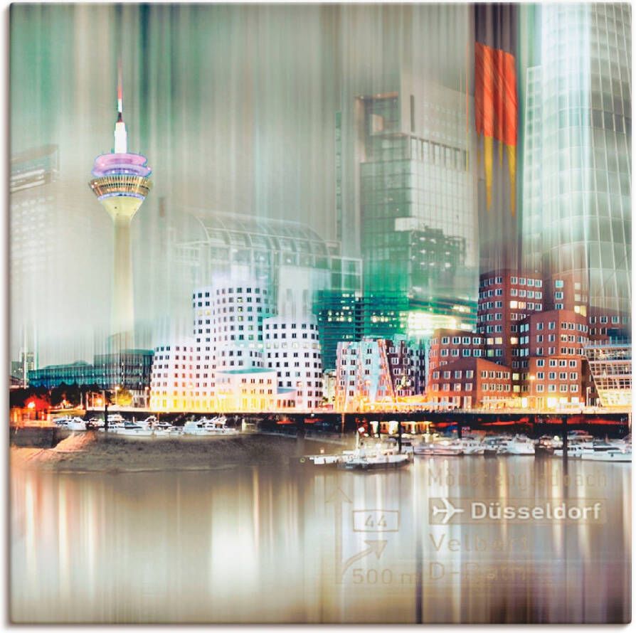 Artland Artprint op linnen Düsseldorf skyline collage V