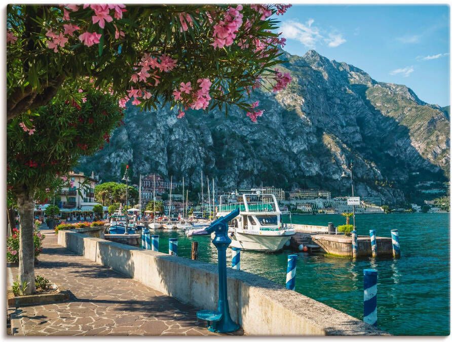 Artland Artprint op linnen Gardameer haven Limone sul Garda