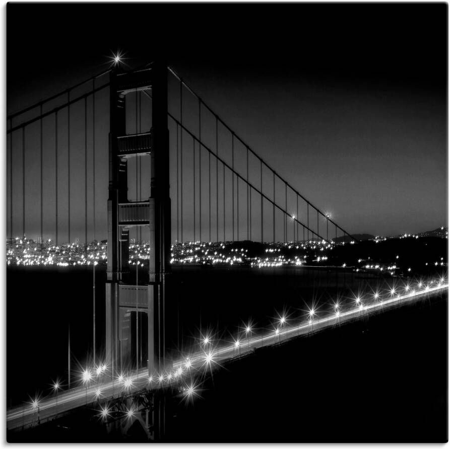 Artland Artprint op linnen Golden Gate Bridge s avonds