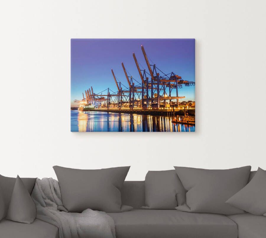 Artland Artprint op linnen Hamburg Containerhaven gespannen op een spieraam