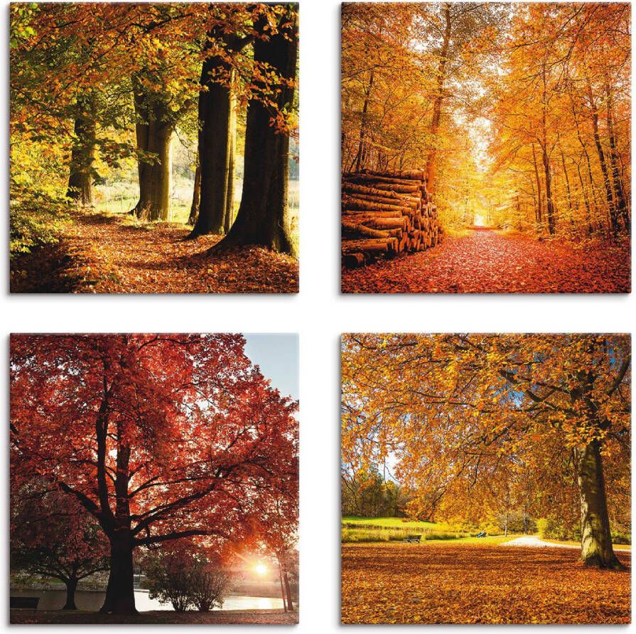 Artland Artprint op linnen Herfstlandschap set van 4 verschillende maten (4-delig) - Foto 2