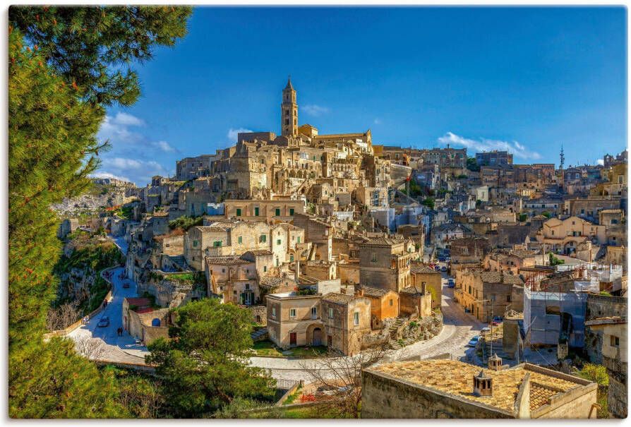 Artland Artprint op linnen Historische oude binnenstad van Matera Italië