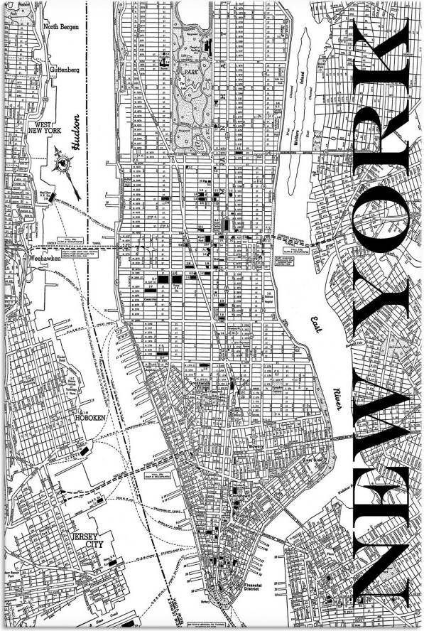 Artland Artprint op linnen New York kaart straten kaart - Foto 4