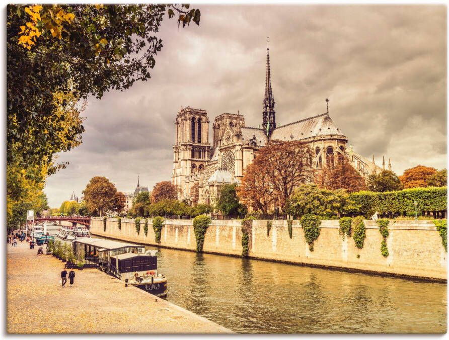 Artland Artprint op linnen Parijs Notre-Dame I gespannen op een spieraam - Foto 1
