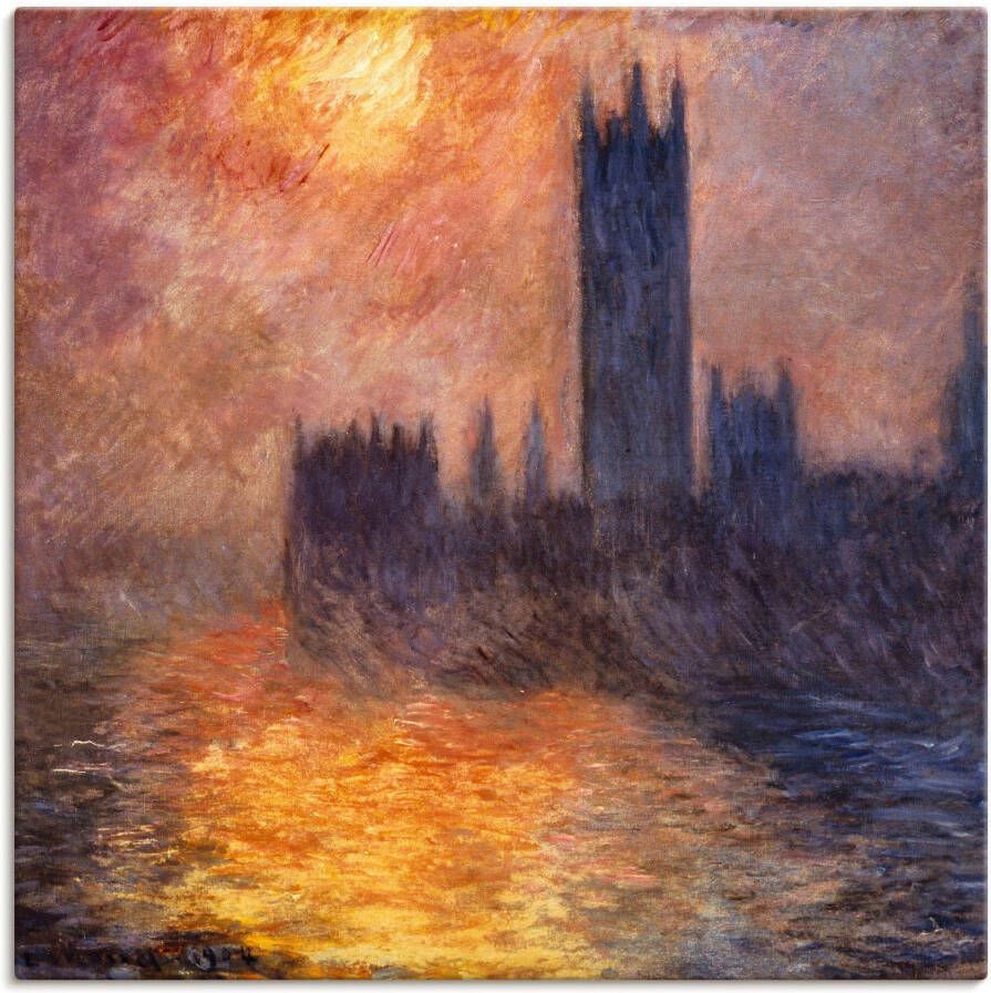 Artland Artprint op linnen Parlement in Londen bij zonsondergang - Foto 4