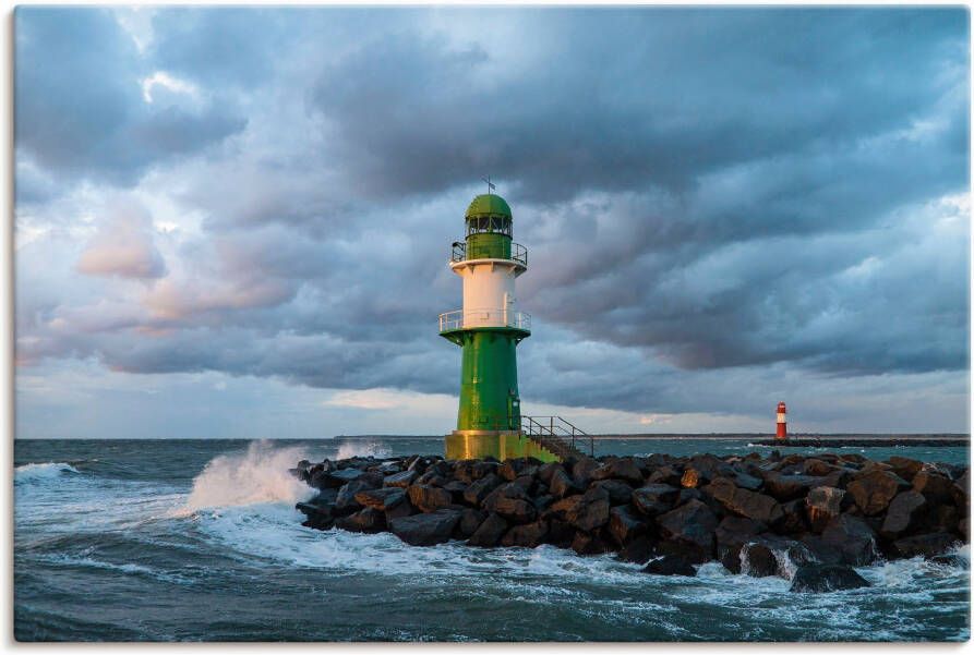 Artland Artprint op linnen Pier in Warnemünde III gespannen op een spieraam