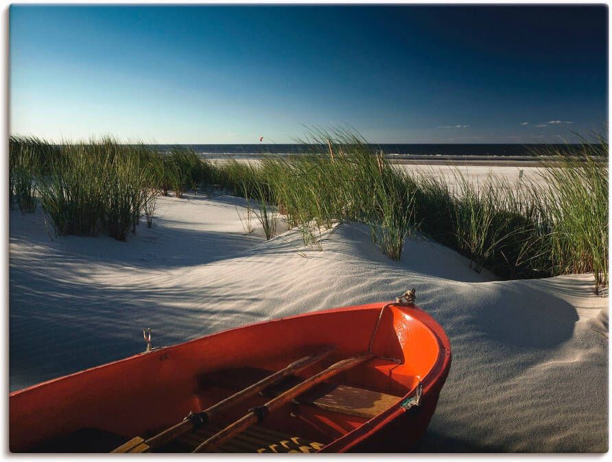 Artland Artprint op linnen Rode boot op het strand... - Foto 3