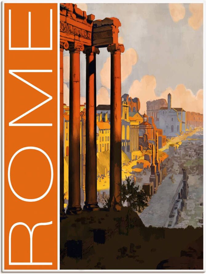 Artland Artprint op linnen Rome Vintage reisaffiche gespannen op een spieraam - Foto 6
