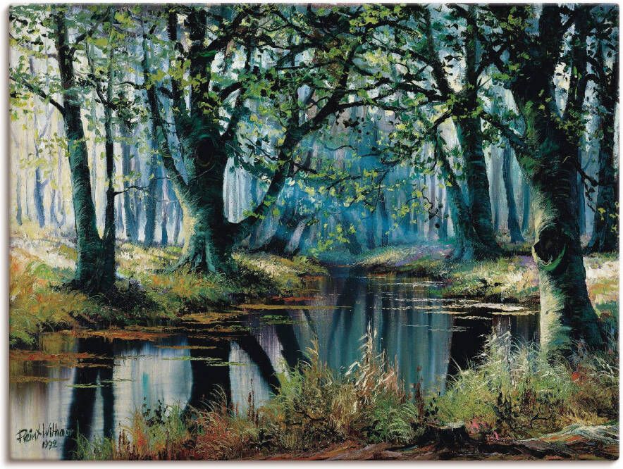 Artland Artprint op linnen Rust door de bomen gespannen op een spieraam - Foto 4