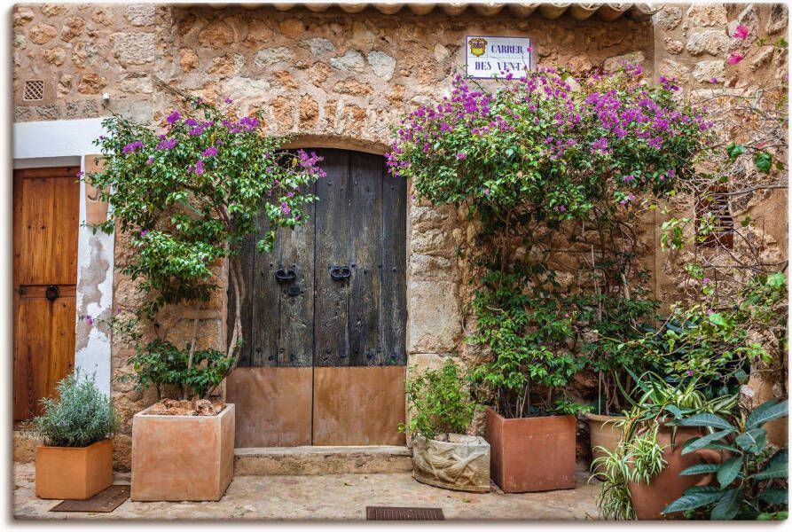 Artland Artprint op linnen Steeg in de oude stad in het dorp Fornalutx Mallorca