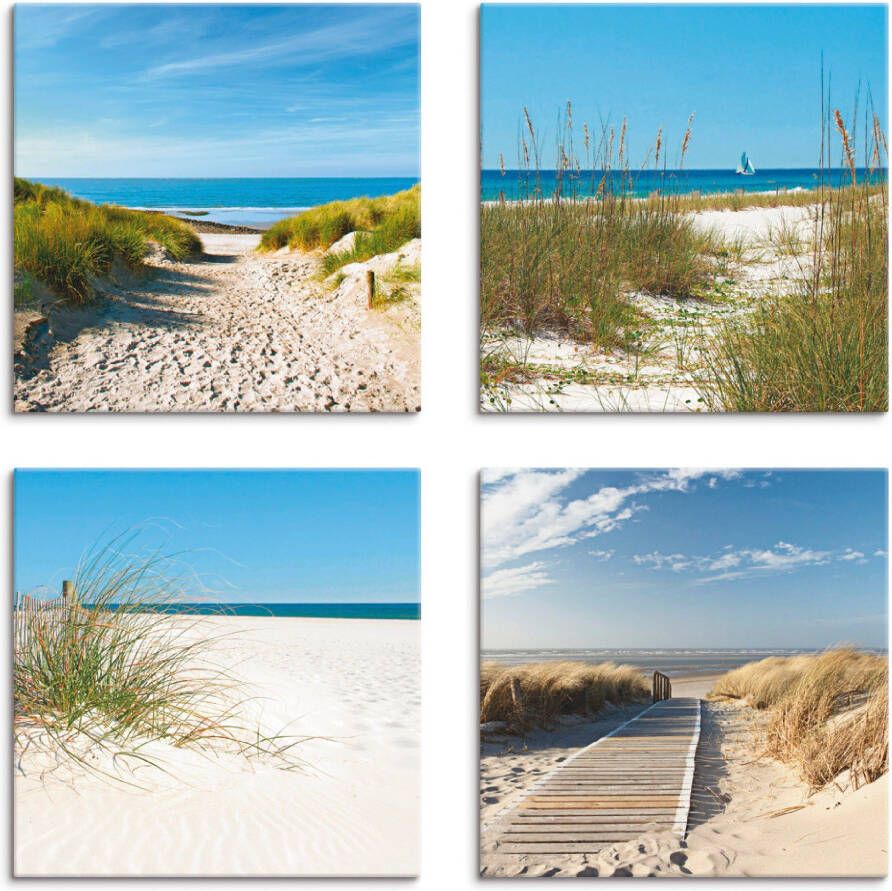 Artland Artprint op linnen Strand en duinen set van 4 verschillende maten (4-delig) - Foto 3