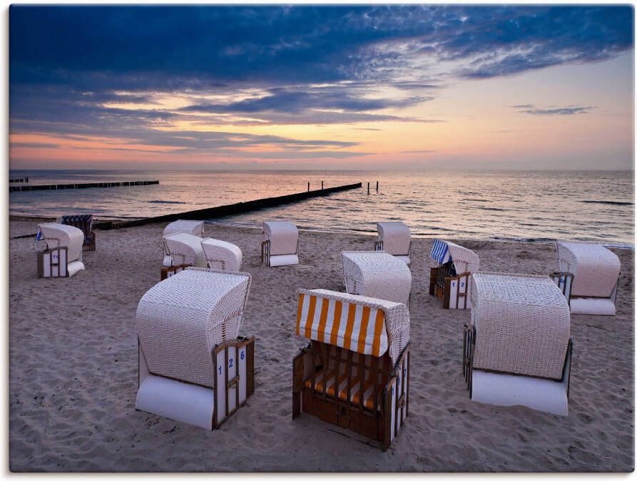 Artland Artprint op linnen Strandstoelen aan de Oostzee - Foto 3