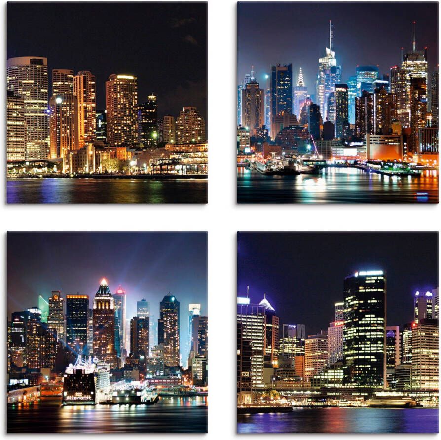 Artland Artprint op linnen Sydney haven en New York Times Square (4-delig) - Foto 3