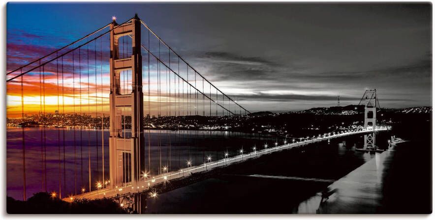 Artland Artprint op linnen The Golden Gate Bridge gespannen op een spieraam - Foto 4