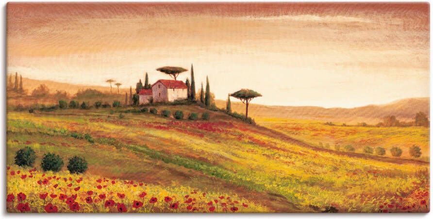 Artland Artprint op linnen Toscaans landschap met klaprozen - Foto 4