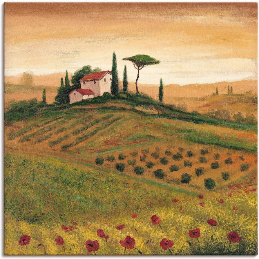 Artland Artprint op linnen Toscaans landschap met klaprozen I - Foto 4