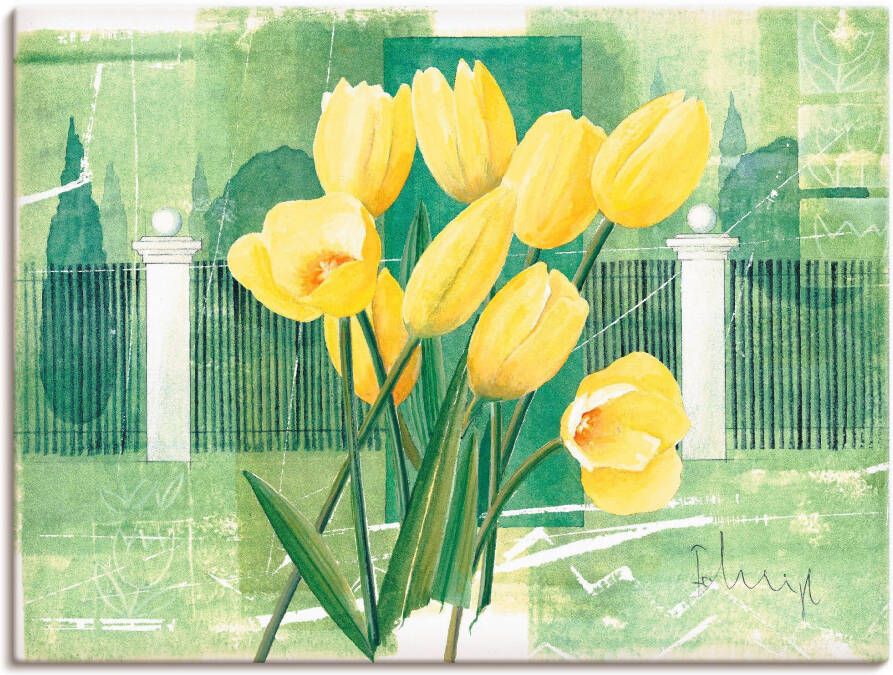 Artland Artprint op linnen Tulpen in kasteelpark gespannen op een spieraam - Foto 3