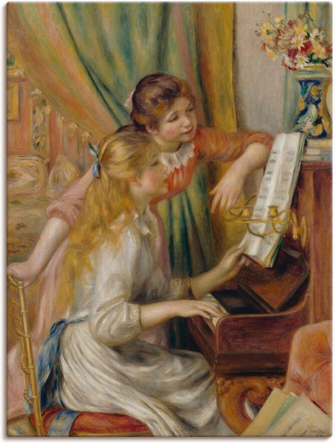 Artland Artprint op linnen Twee meisje aan de piano gespannen op een spieraam - Foto 4