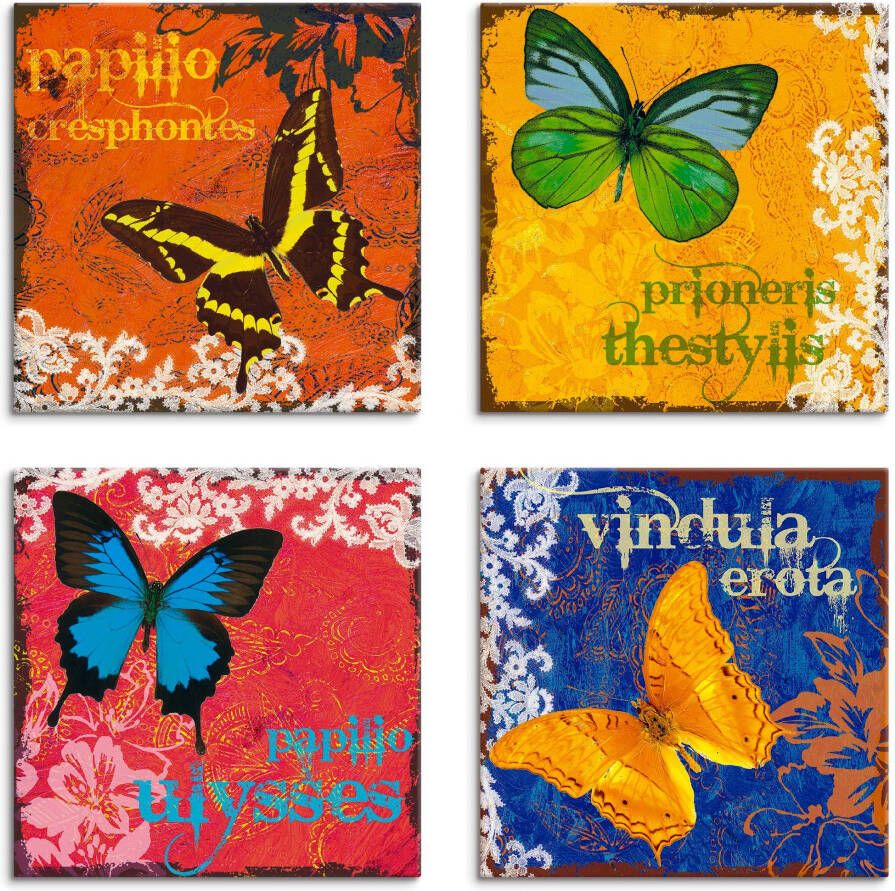 Artland Artprint op linnen Vlinders multicolour set van 4 verschillende maten (4-delig) - Foto 3