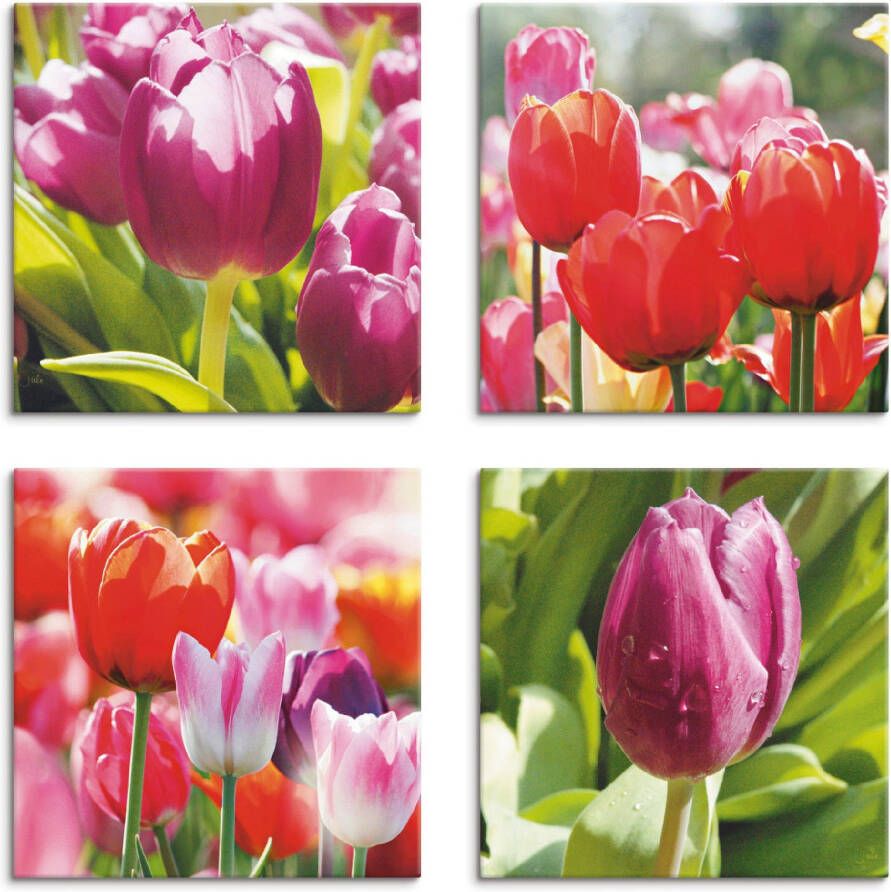 Artland Artprint op linnen Voorjaar en tulpen set van 4 verschillende maten (4-delig) - Foto 3