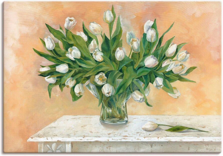 Artland Artprint op linnen Witte tulpen II gespannen op een spieraam - Foto 1