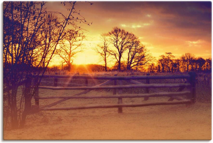 Artland Artprint op linnen Zonsopkomst in februari