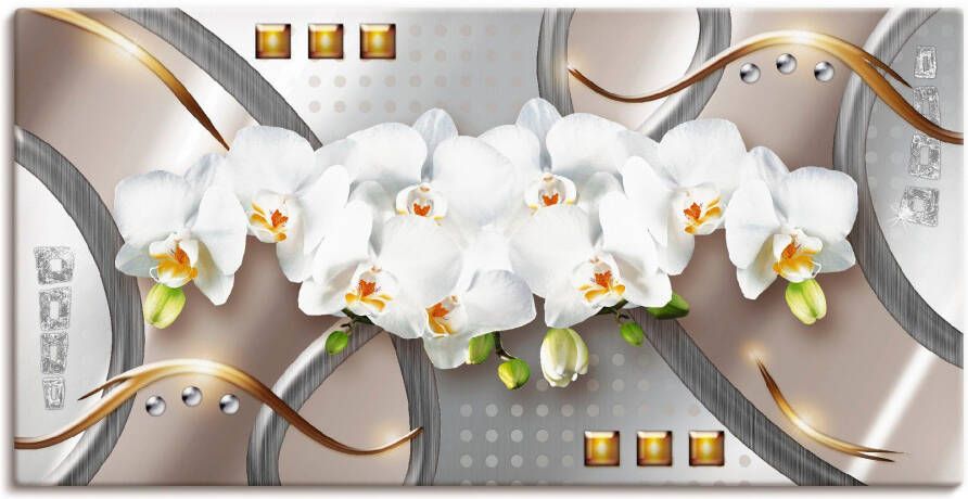 Artland Artprint Orchideeën met elementen als artprint op linnen poster in verschillende formaten maten - Foto 4