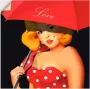 Artland Artprint Pin-upgirl onder rode paraplu in vele afmetingen & productsoorten artprint van aluminium artprint voor buiten artprint op linnen poster muursticker wandfolie ook geschikt voor de badkamer (1 stuk) - Thumbnail 1