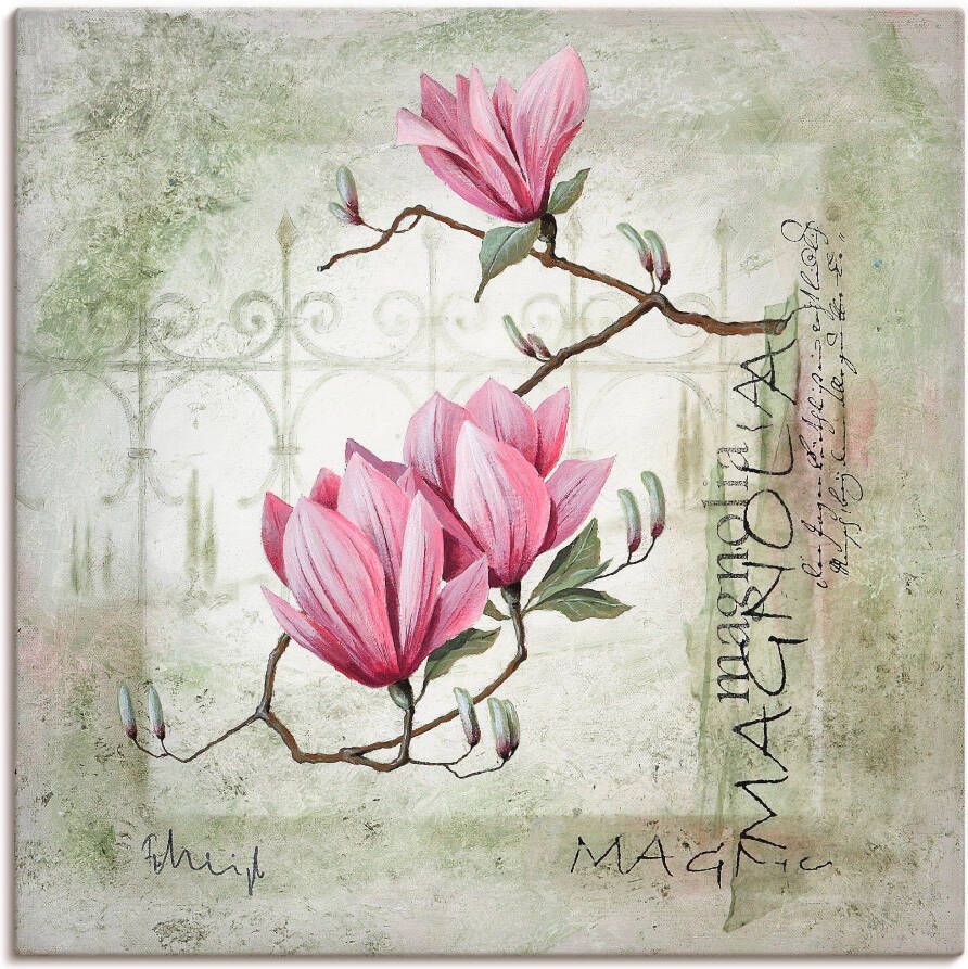 Artland Artprint Pinkkleurige magnolia als artprint op linnen poster muursticker in verschillende maten - Foto 2