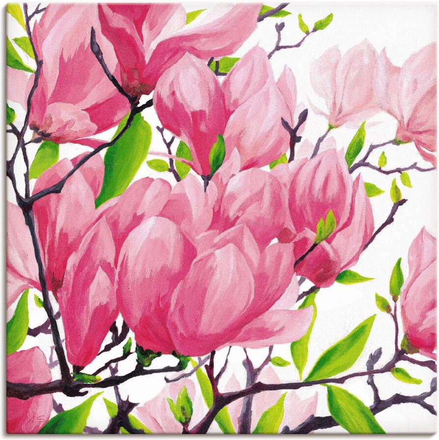 Artland Artprint Pinkkleurige magnolia's als artprint van aluminium artprint voor buiten artprint op linnen in verschillende maten