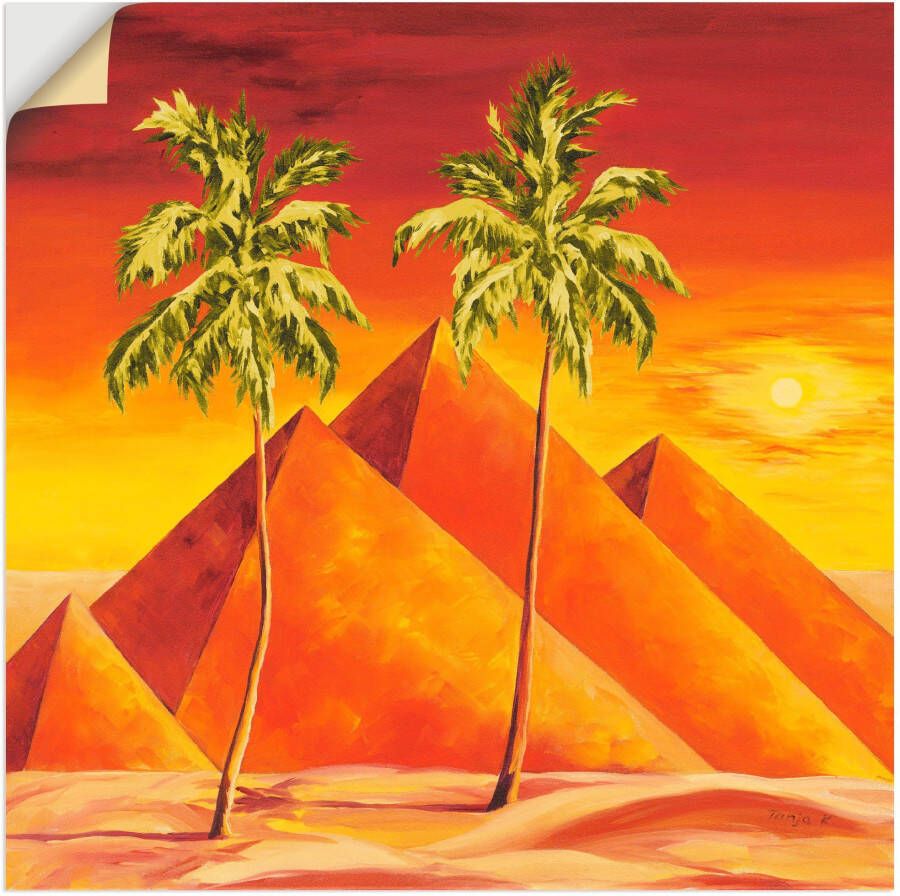 Artland Artprint Piramiden met palmen als artprint van aluminium artprint op linnen muursticker of poster in verschillende maten